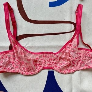 y2k DKNY pink laced bra